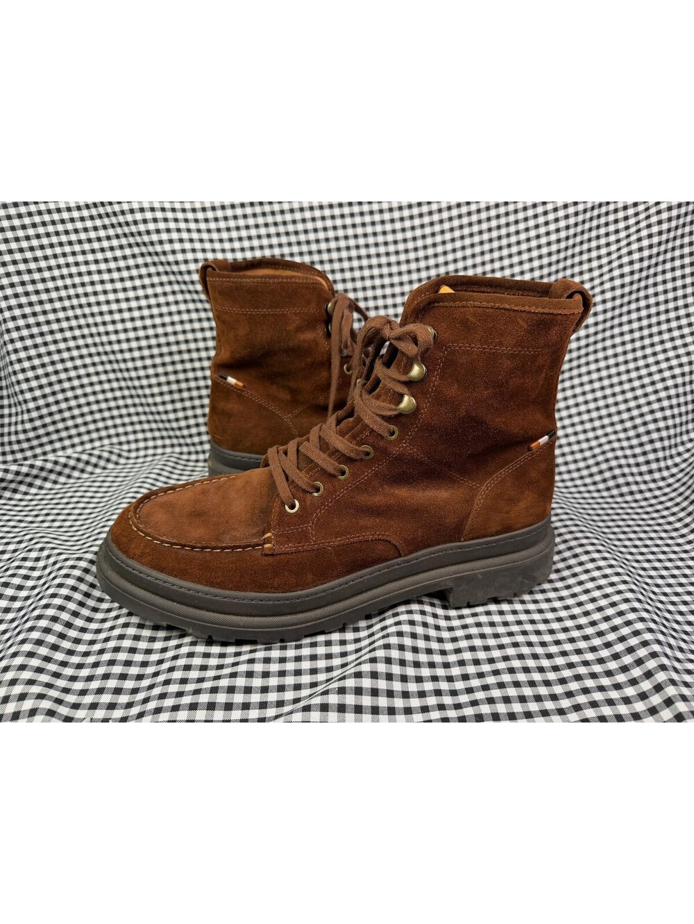 Allen Edmonds Sawyer Waterproof Boots Men 13 D Brown Suede Moc Toe Lug Sole 5860